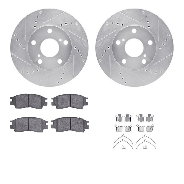 Dynamic Friction Co 7312-76079, Rotors-Drilled, Slotted-SLV w/3000 Series Ceramic Brake Pads incl. Hardware, Zinc Coat 7312-76079
